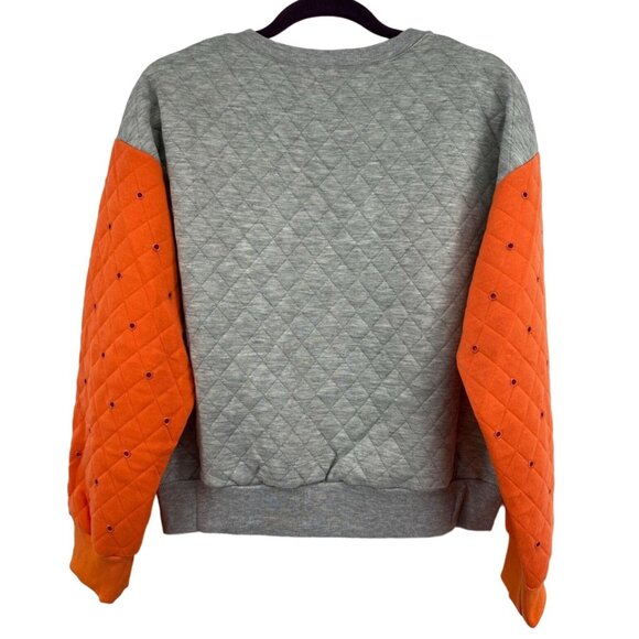 English Rose Quilted Sweatshirt Grey & Orange Cotton/Polyester Blend Large New - Picture 2 of 5
